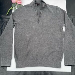 Michael Kors Men’s Sweater Grey 1/4 Zip Knit Cotton Sz M